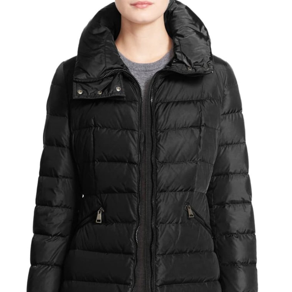 Moncler Flammette High-Neck Puffer Coat Size 2